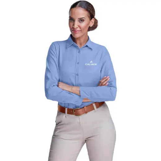 Ladies Long Sleeve Oxford Blue Main